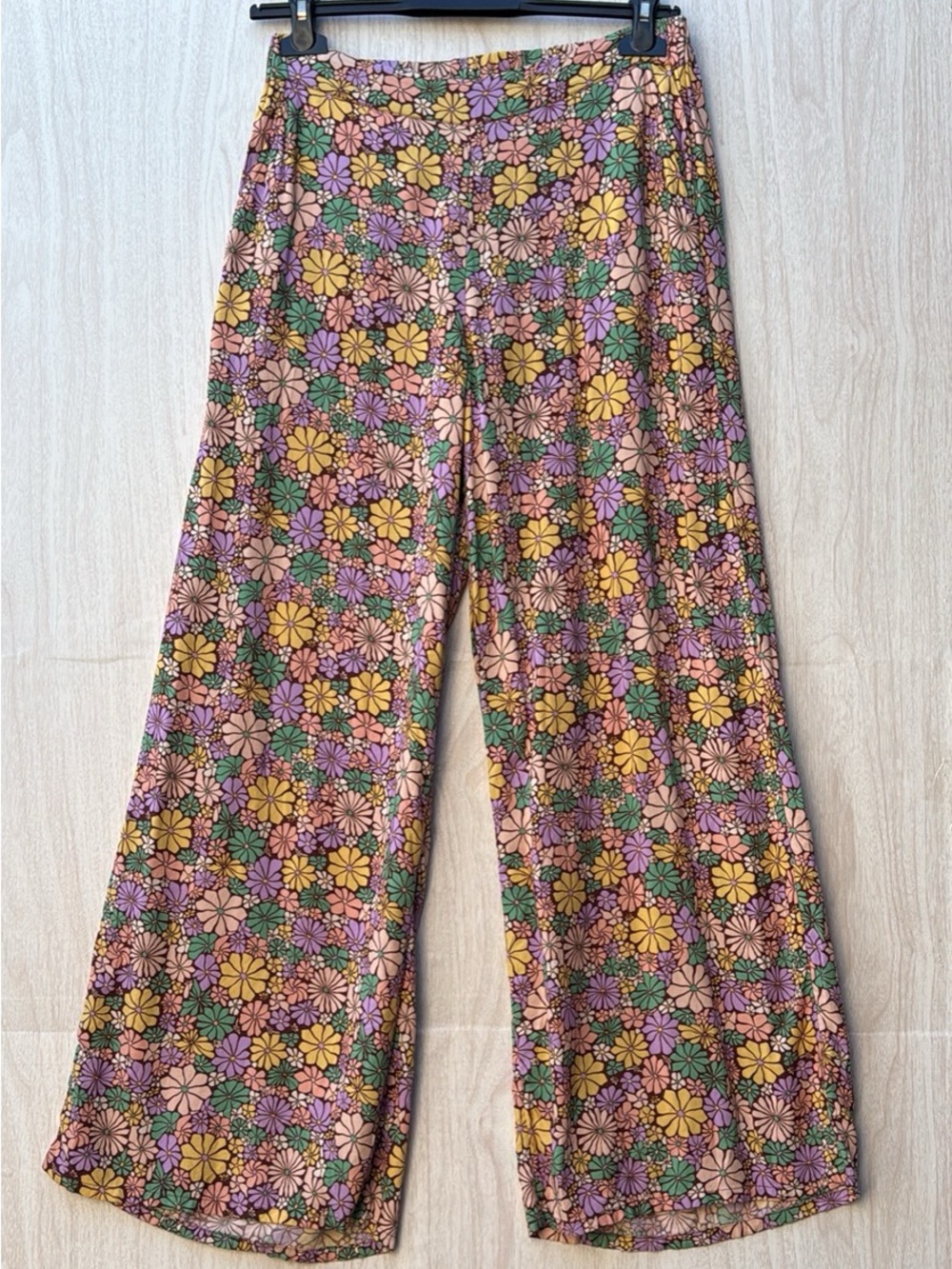 Roxy Floral Wide-Leg Pants in Yellow, Pink, Green & Purple